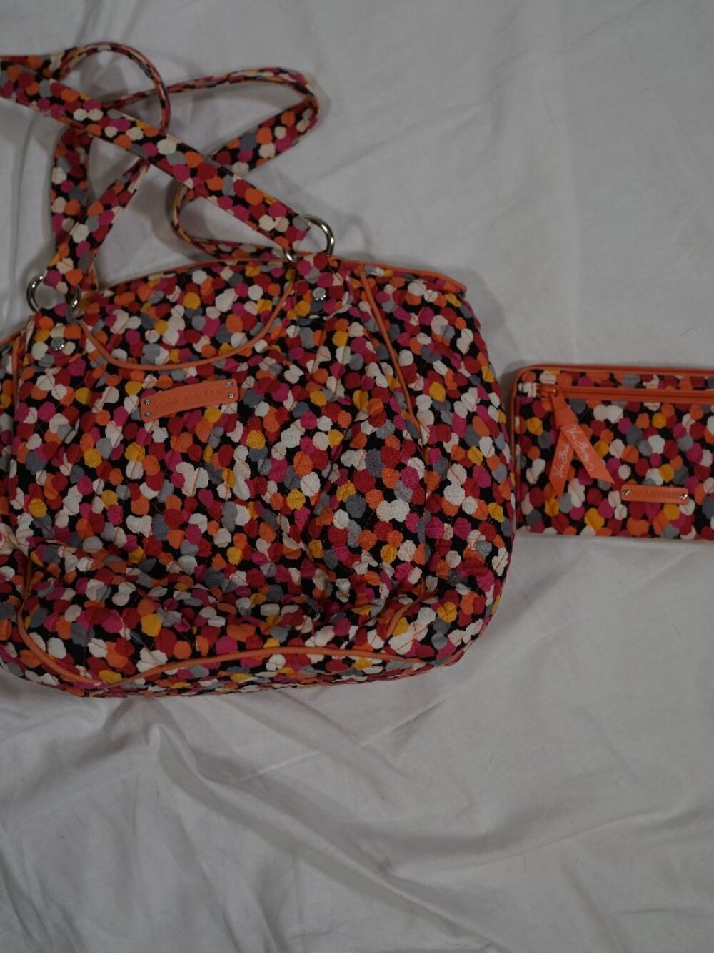 Vera Bradley Pixie Confetti Quilted Shoulder Bag + Matching Wallet Set